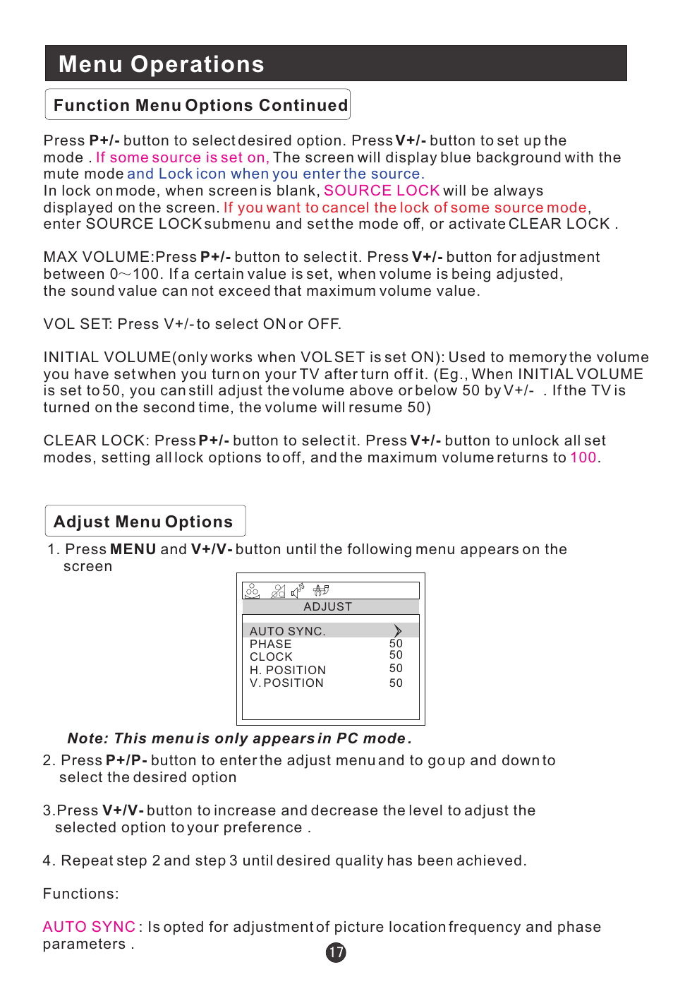 Menu operations | haier L15C10A User Manual | Page 19 / 35
