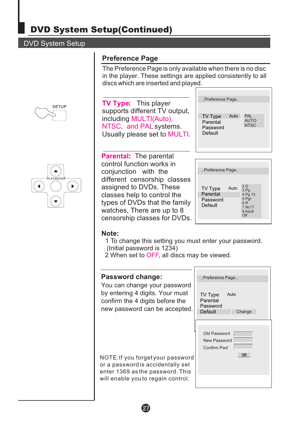 Dvd system setup(continued), Dvd system setup, Preference page | haier L15C10A User Manual | Page 29 / 35