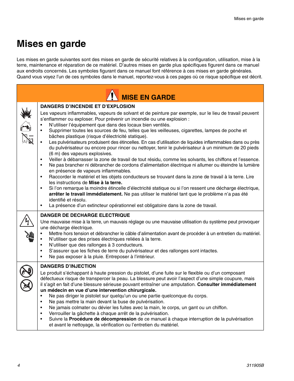 Mises en garde, Mise en garde | haier FINISHPRO 390 User Manual | Page 4 / 56