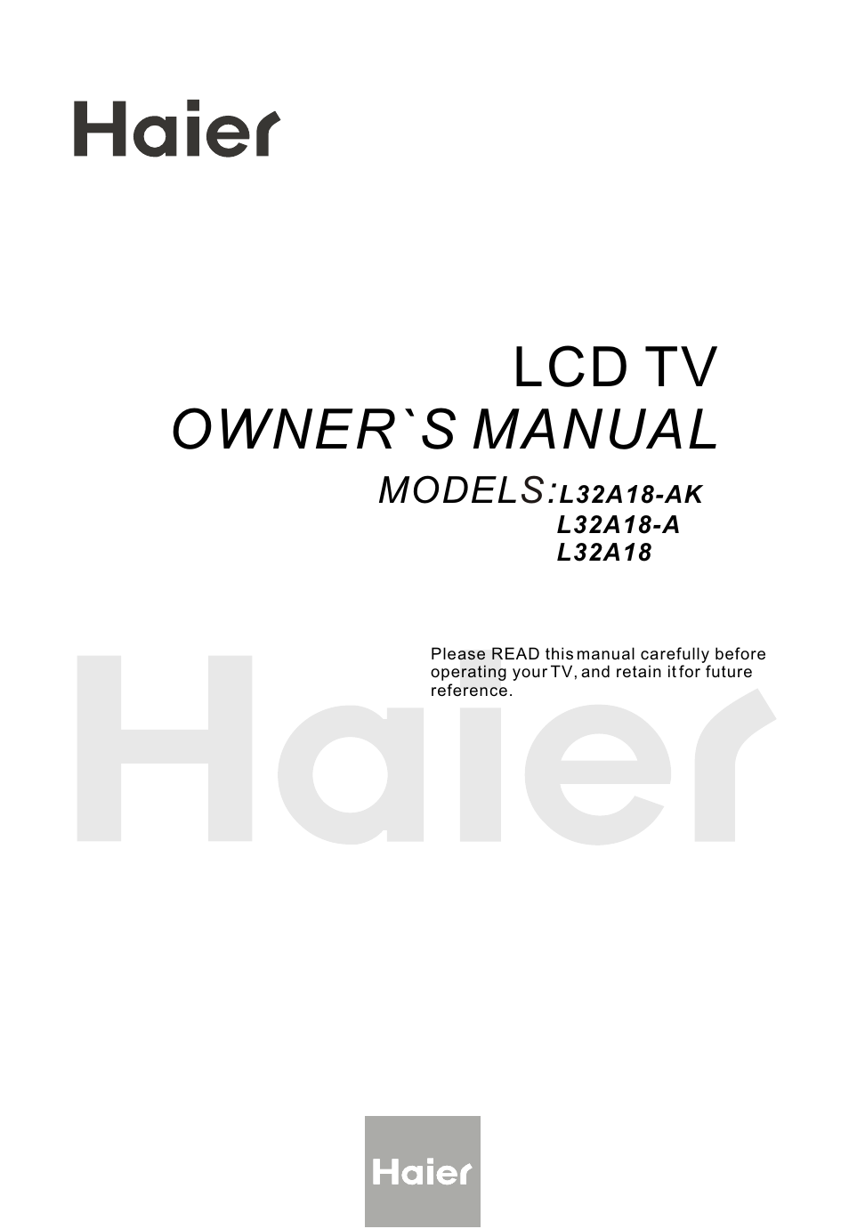 haier L32A18-A User Manual | 44 pages
