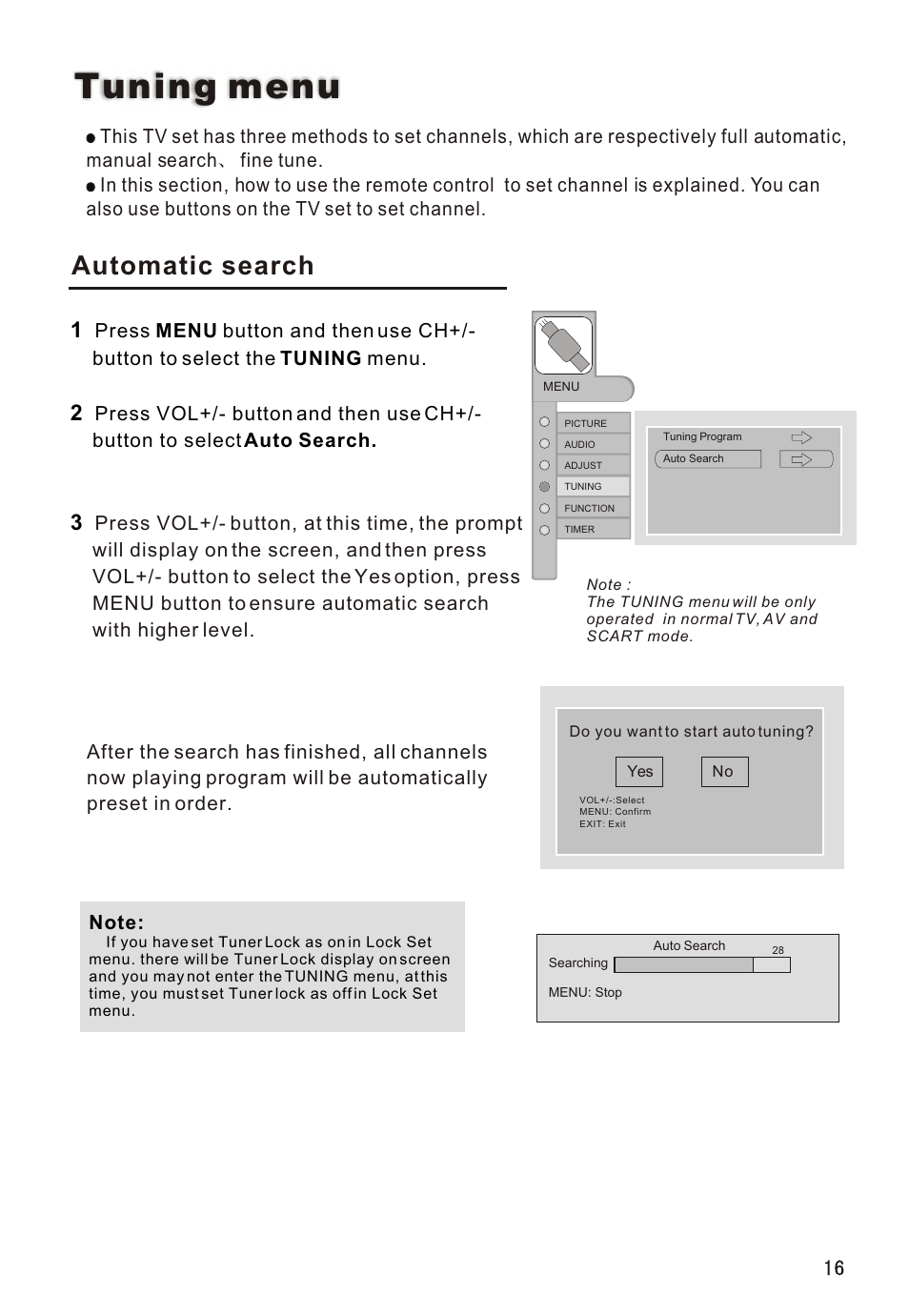 Т³гж 17, Tuning menu, Automatic search | haier L32A18-A User Manual | Page 17 / 44