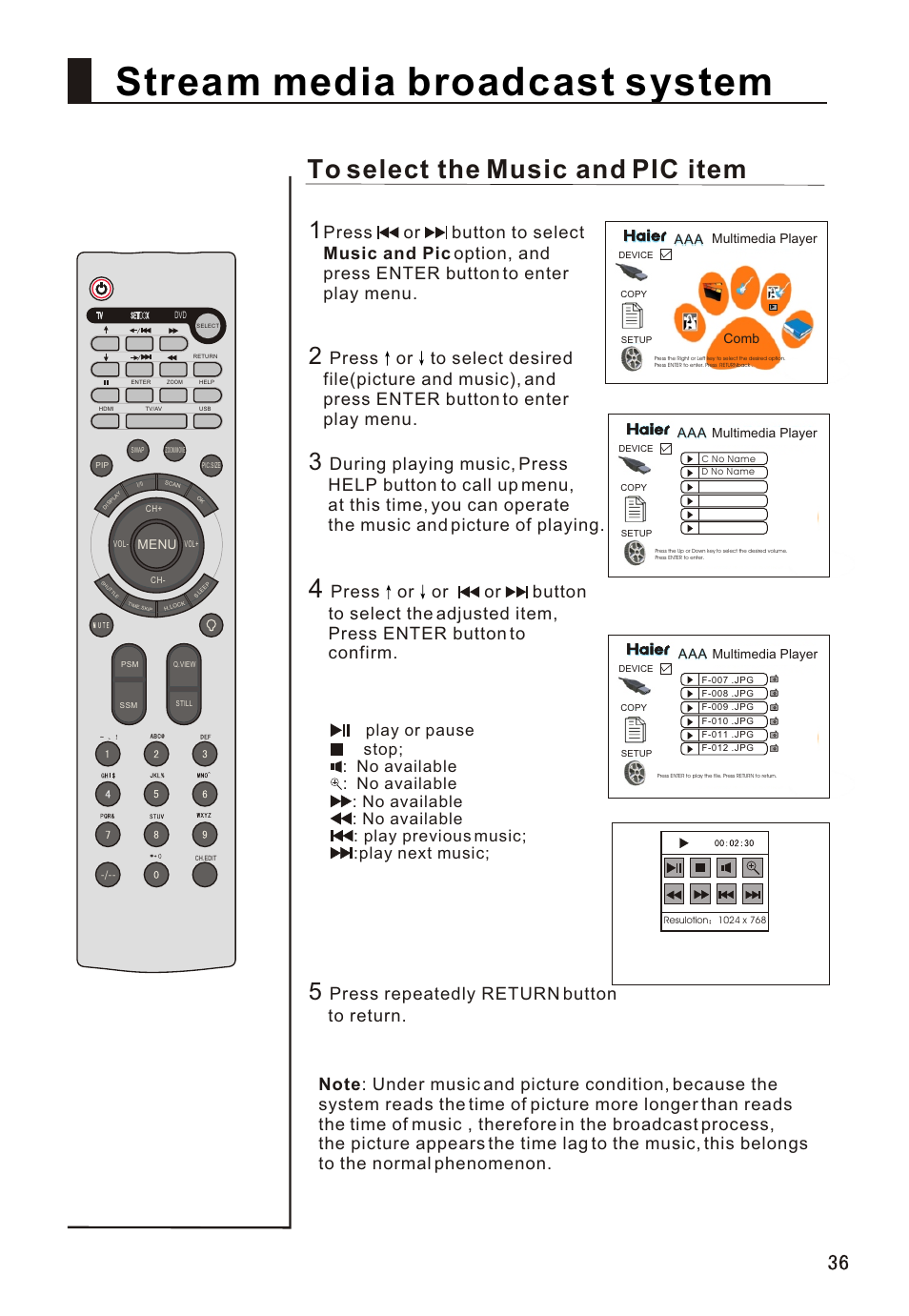 Т³гж 37, Stream media broadcast system, Press repeatedly return button to return | haier L32A18-A User Manual | Page 37 / 44