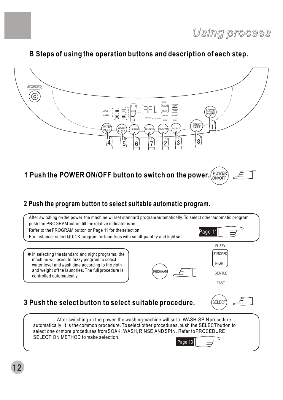 Using process, Page 11, Select | Page 13 | haier HWM70-A User Manual | Page 14 / 20
