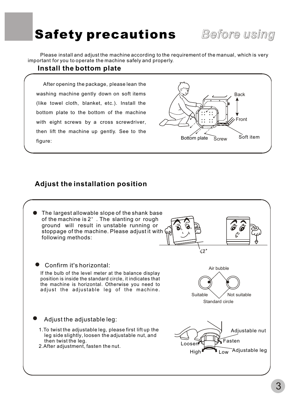 Safety precautions, Before using | haier HWM70-A User Manual | Page 5 / 20