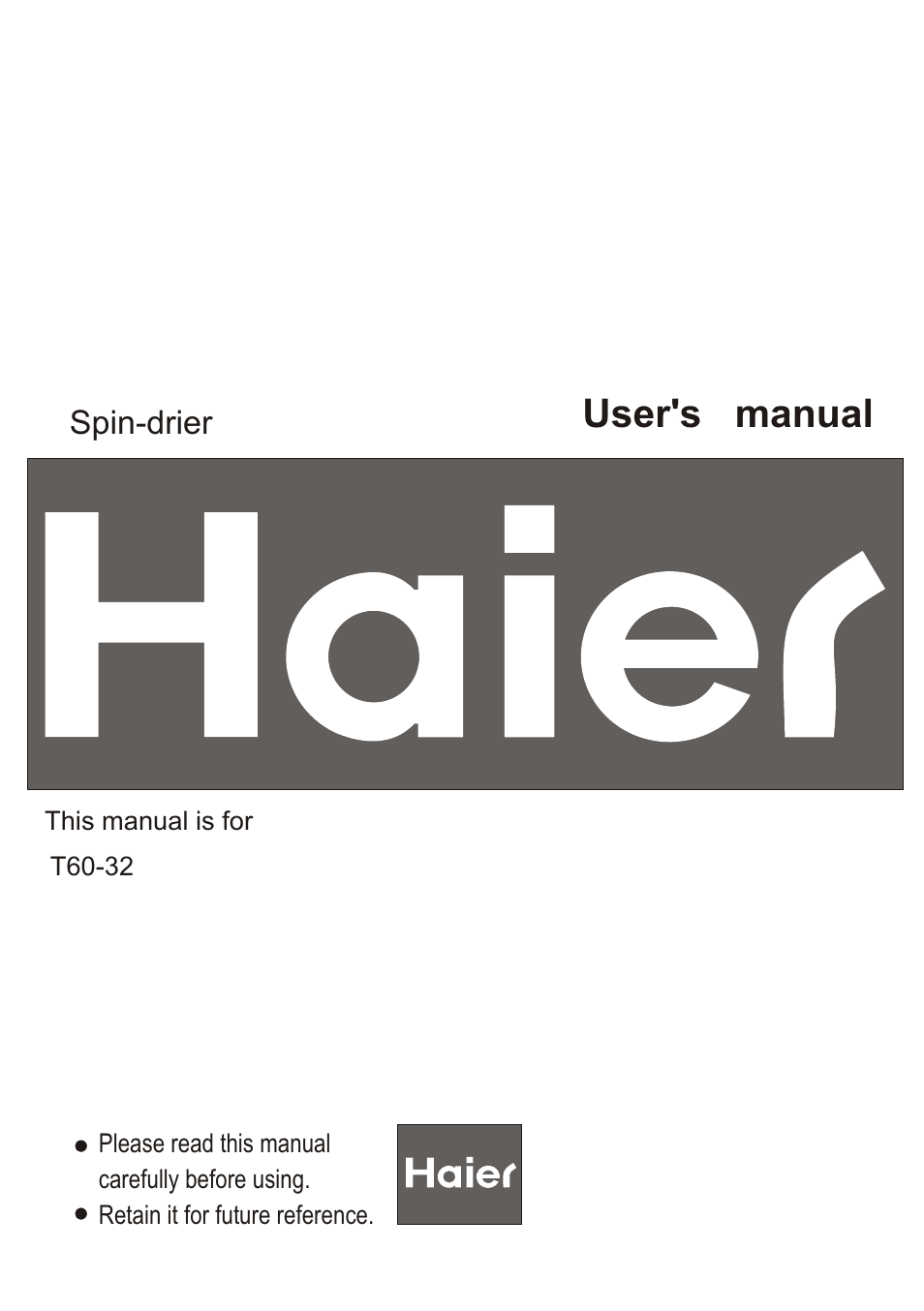 haier T60-32 User Manual | 10 pages