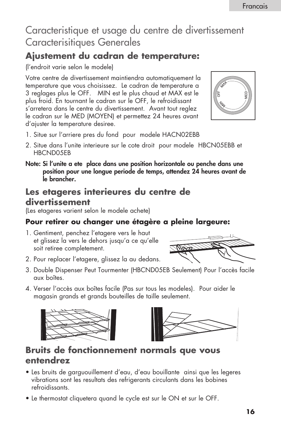 Ajustement du cadran de temperature | haier HBCN02EBB User Manual | Page 17 / 32