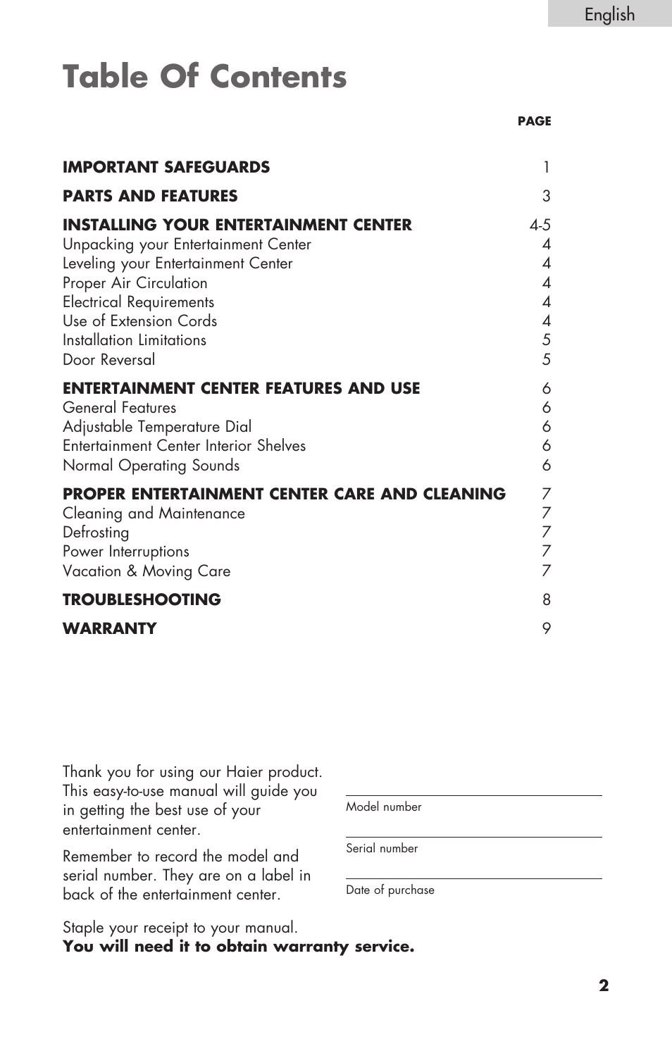 haier HBCN02EBB User Manual | Page 3 / 32