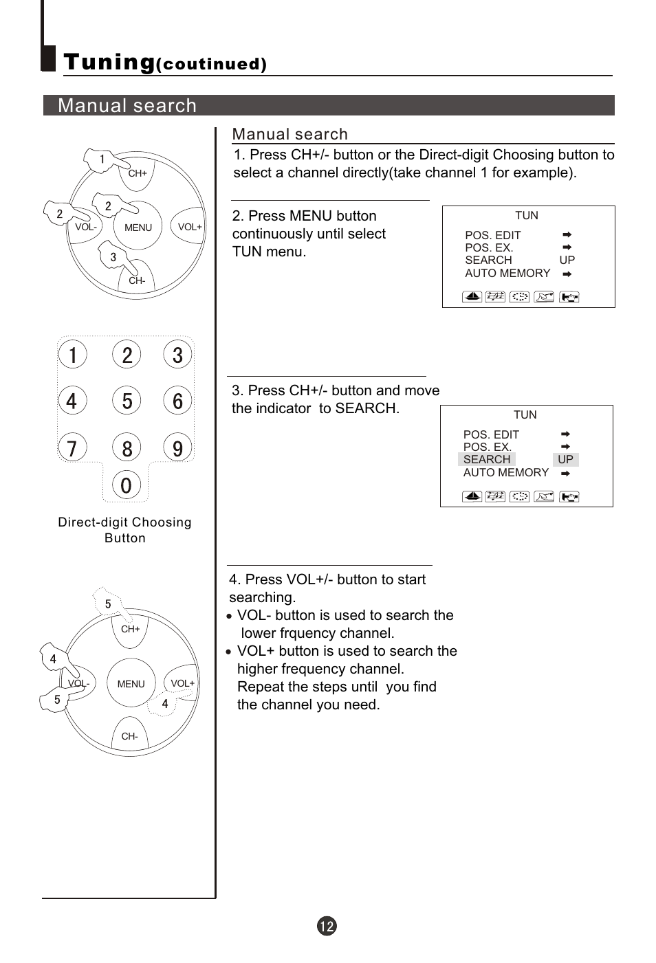 Т³гж 13, Tuning, Manual search | Coutinued) | haier 29FA10-AM User Manual | Page 13 / 32