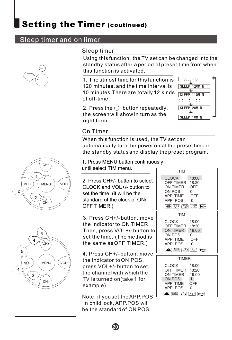 Т³гж 21, Setting the timer, Sleep timer and on timer | On timer sleep timer, Coutinued) | haier 29FA10-AM User Manual | Page 21 / 32