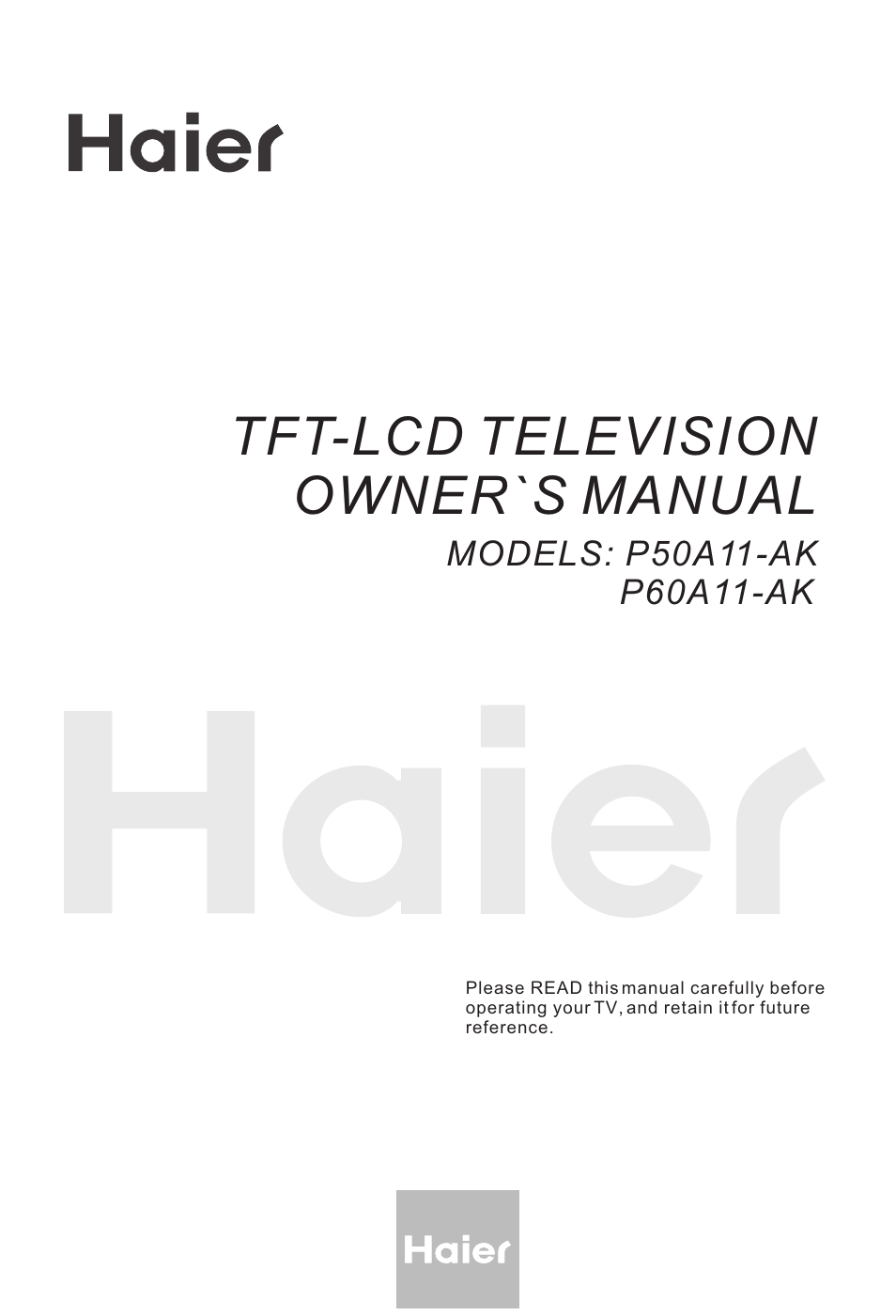 haier P60A11-AK User Manual | 50 pages
