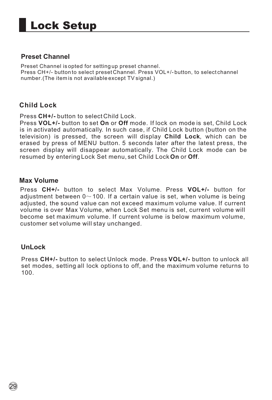 Lock setup | haier P60A11-AK User Manual | Page 31 / 50