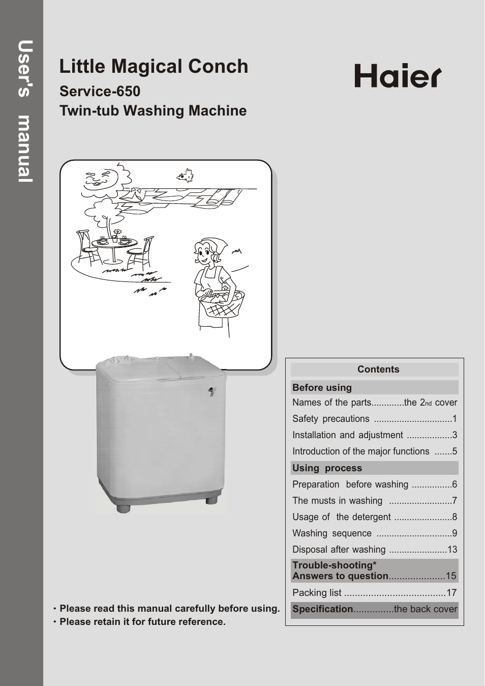 haier 650 User Manual | 20 pages