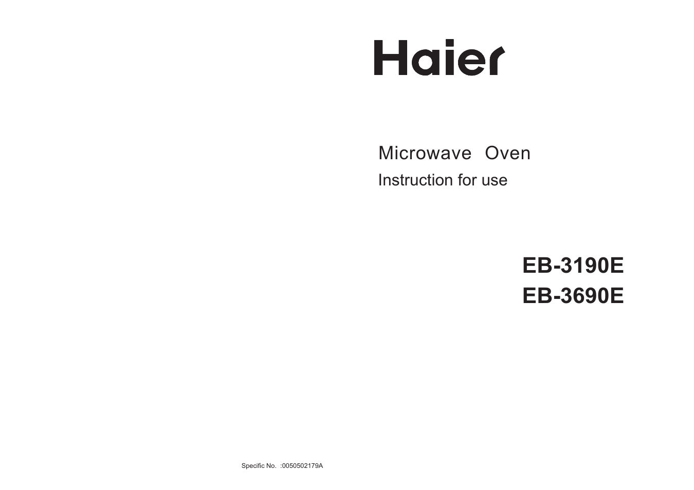 haier EB-3190E User Manual | 8 pages