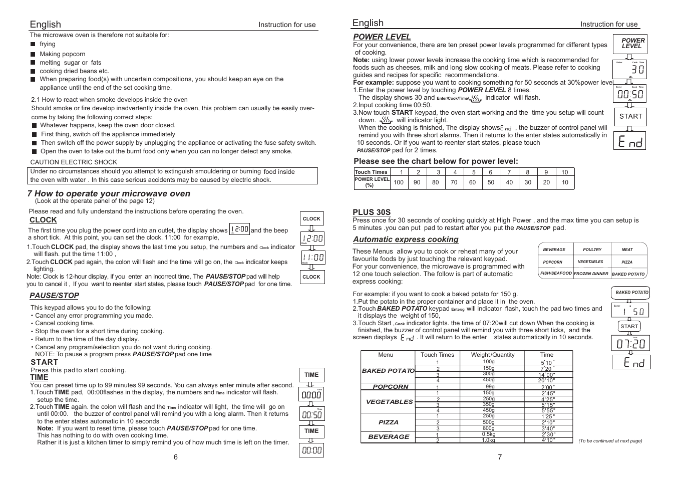 Clock, English, 7 how to operate your microwave oven | haier EB-3190E User Manual | Page 8 / 8