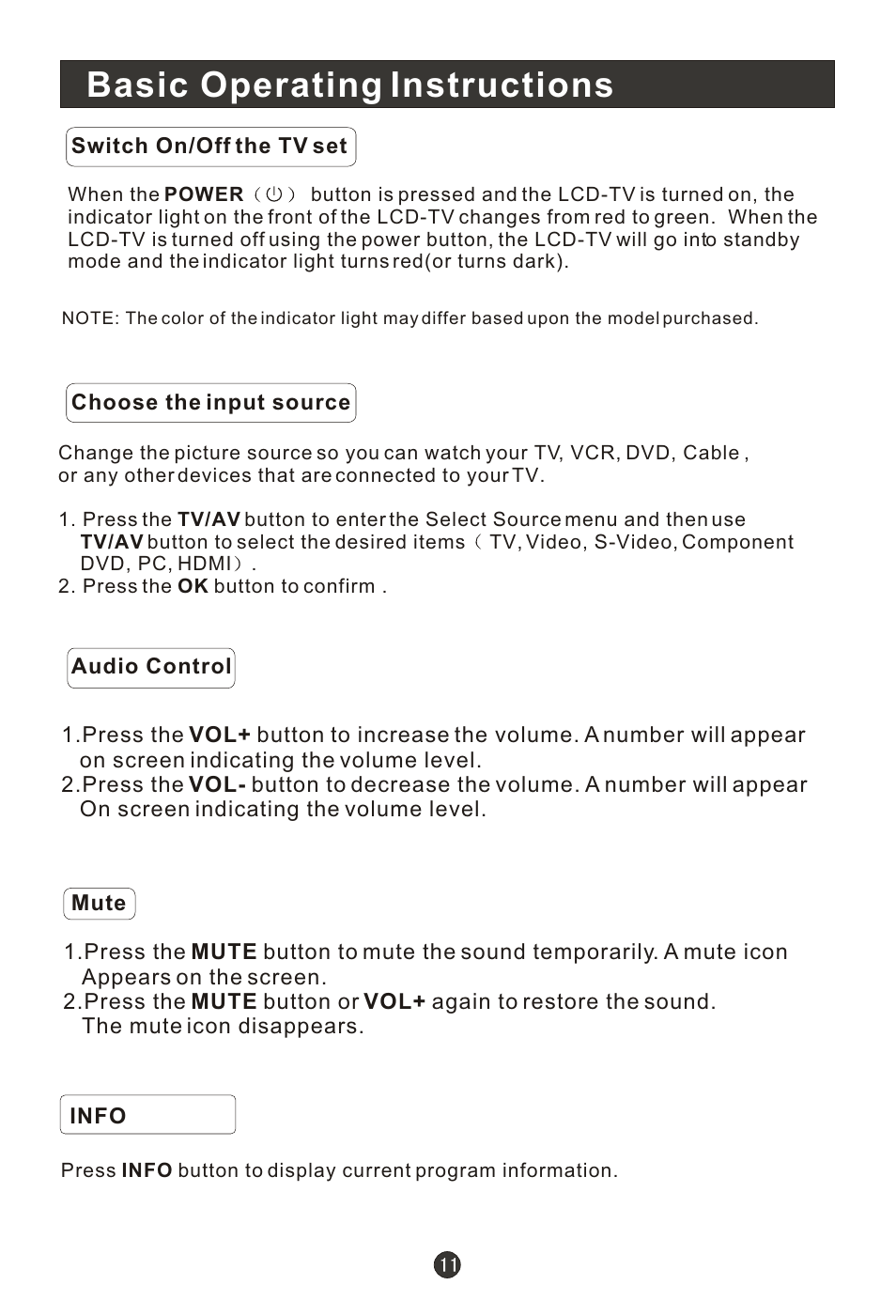 Basic operating instructions | haier HL19T User Manual | Page 16 / 47
