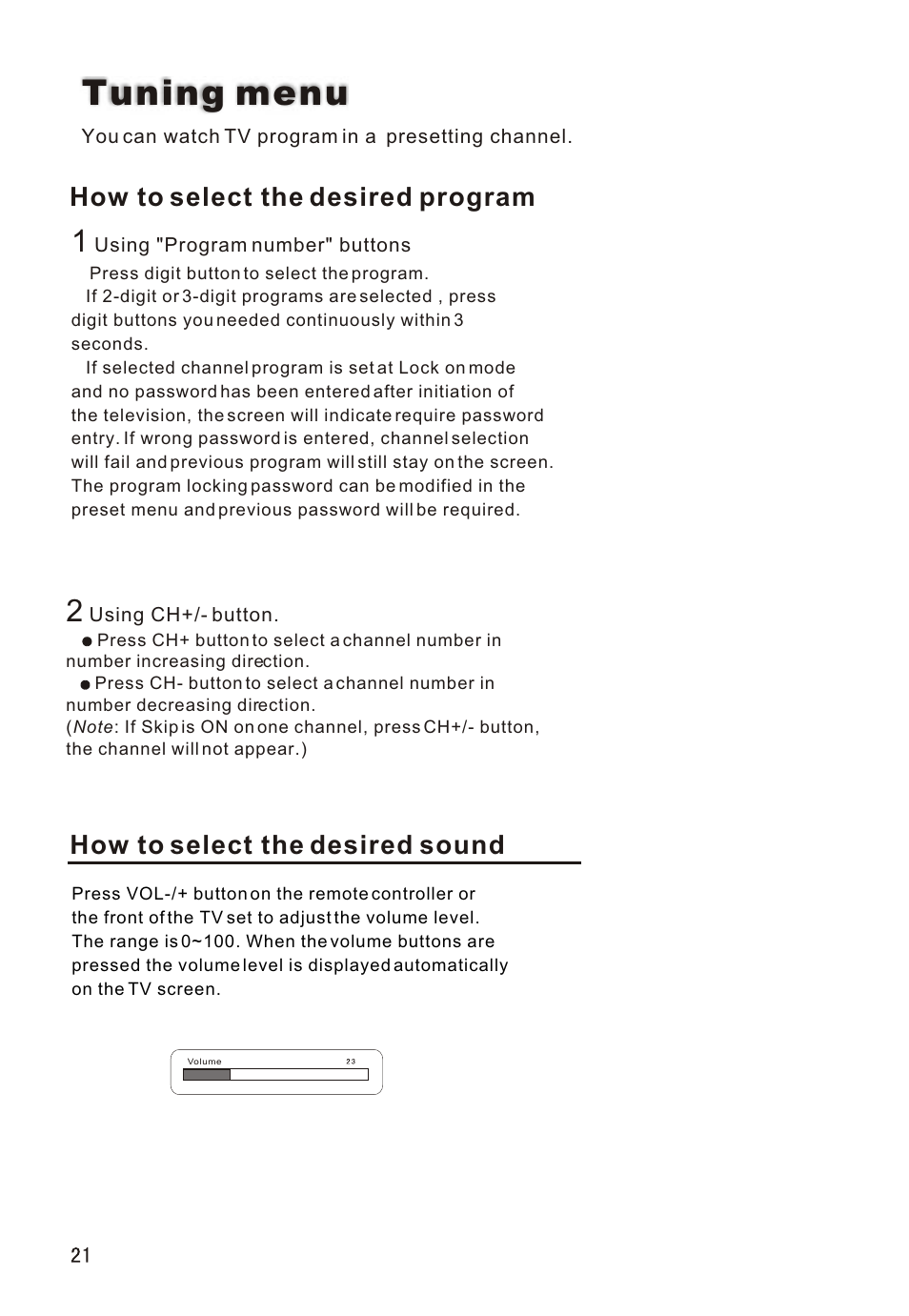 Т³гж 22, Tuning menu, How to select the desired | Program, Sound | haier L26A16 User Manual | Page 22 / 38