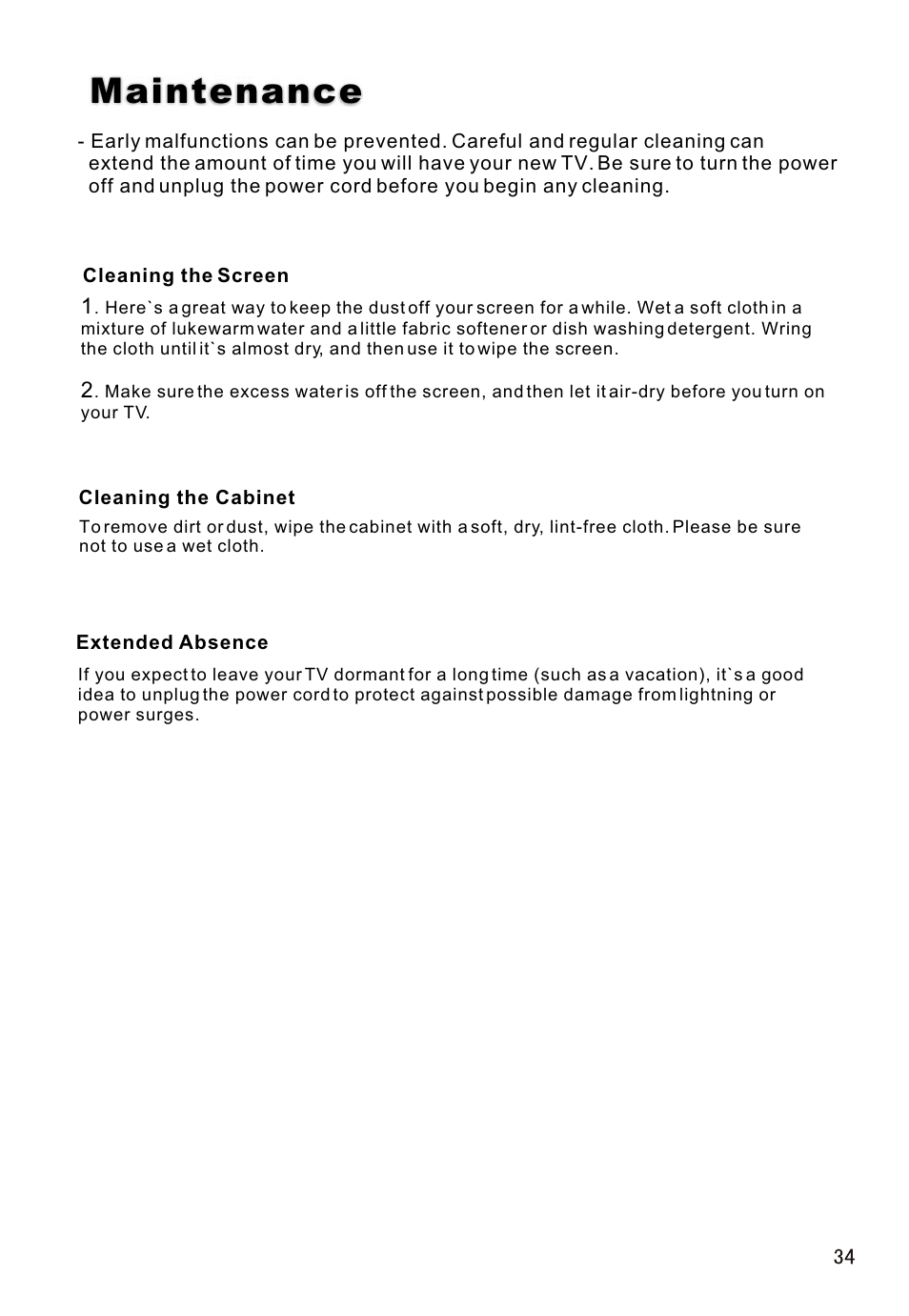 Т³гж 35, Maintenance | haier L26A16 User Manual | Page 35 / 38
