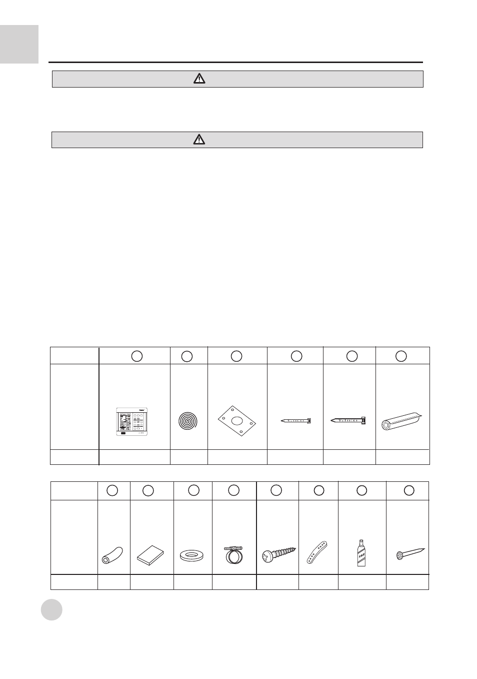 Installation instruction, Notice warning, Installation paper panel | Big wire clamp, Thermal insulation pipe drain hose, Seal cushion, Gasket, No. shape & name amount, Little wire clamp buckle, Wire controller (signal wire) | haier AB422BCBAA User Manual | Page 24 / 37