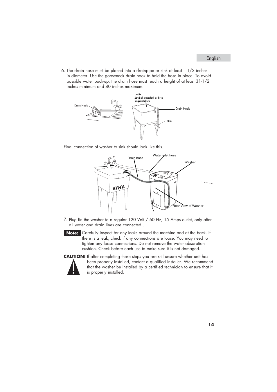 English, Sink | haier HLP21 User Manual | Page 15 / 82
