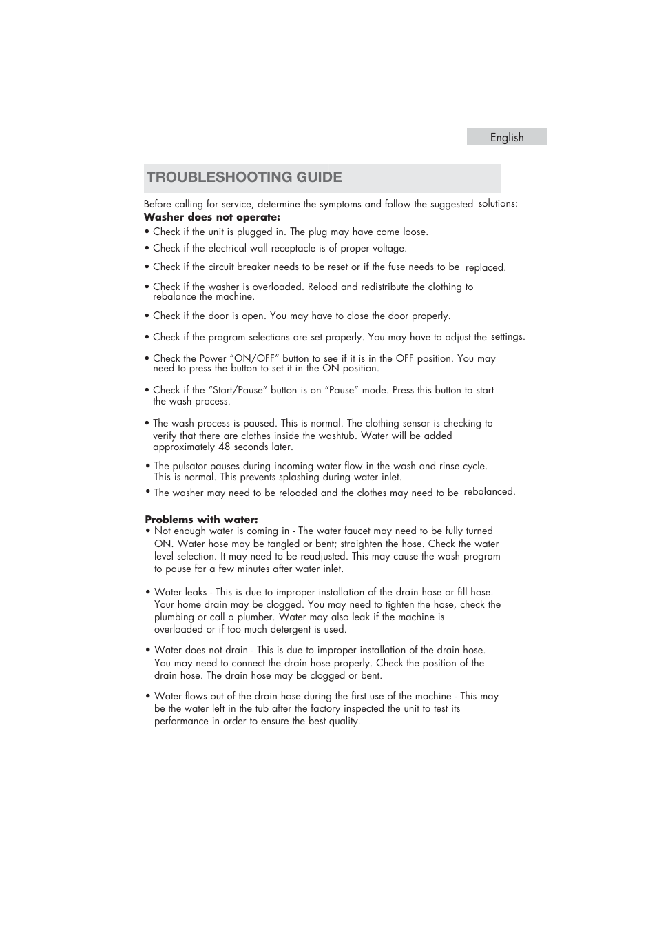 Troubleshooting guide | haier HLP21 User Manual | Page 23 / 82