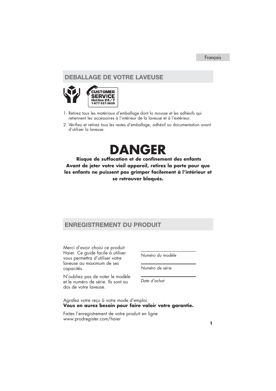 Danger | haier HLP21 User Manual | Page 27 / 82
