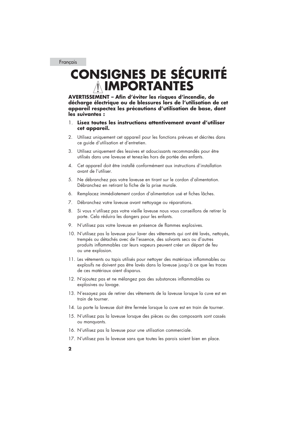 Consignes de sécurité importantes | haier HLP21 User Manual | Page 28 / 82