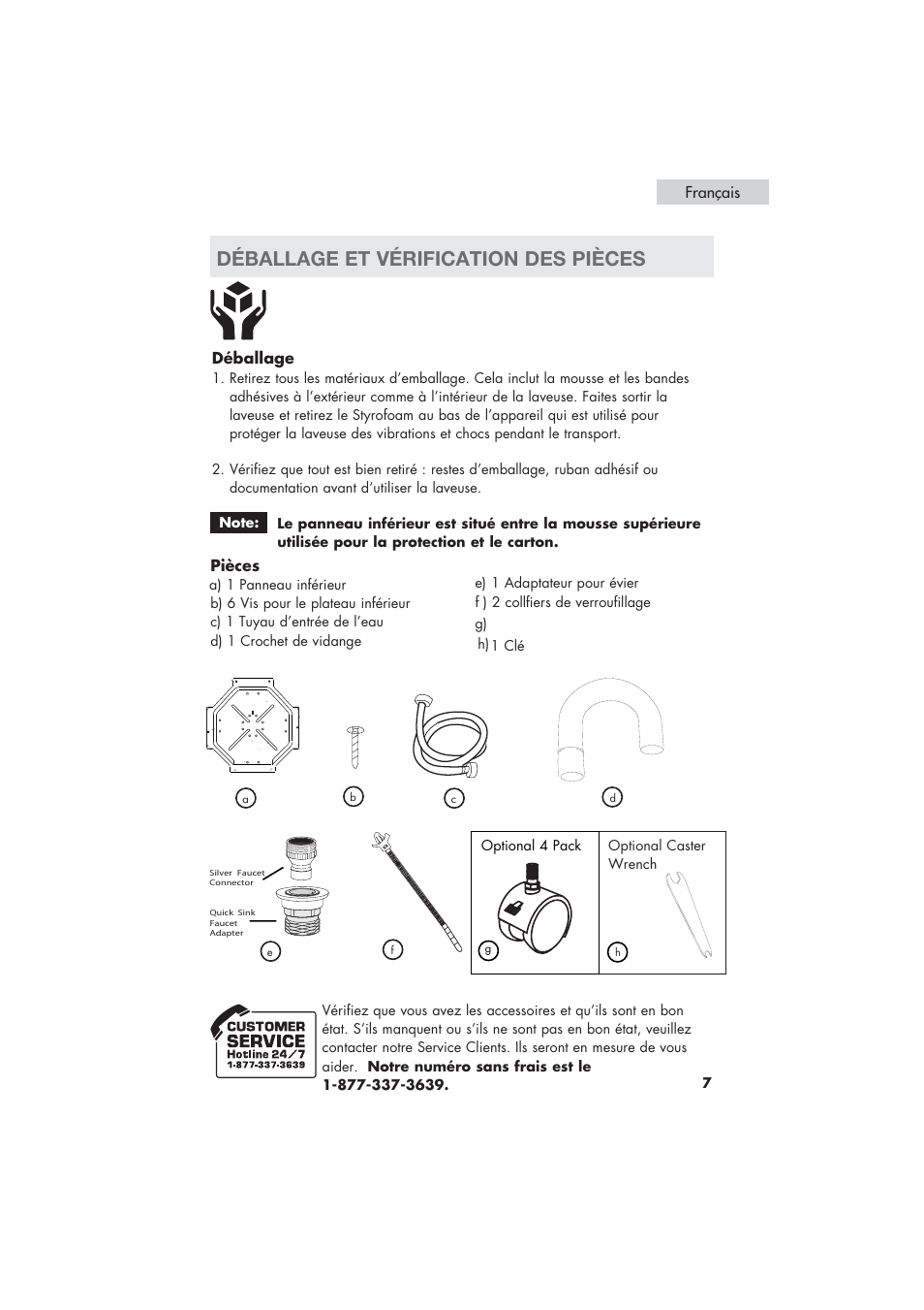 Déballage et vérification des pièces | haier HLP21 User Manual | Page 33 / 82