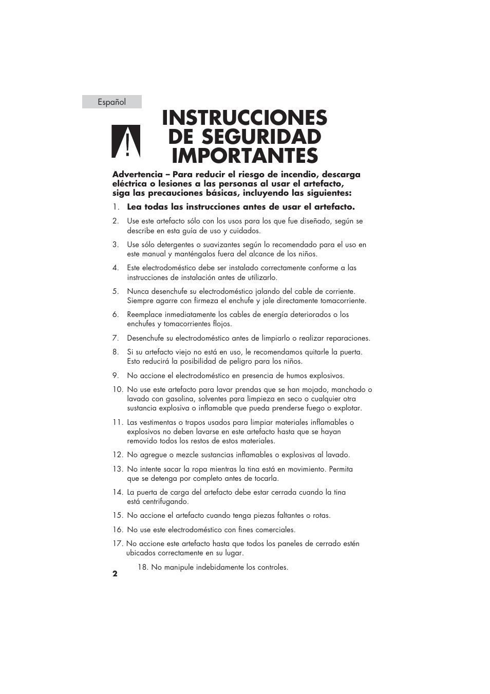 Instrucciones de seguridad importantes | haier HLP21 User Manual | Page 56 / 82