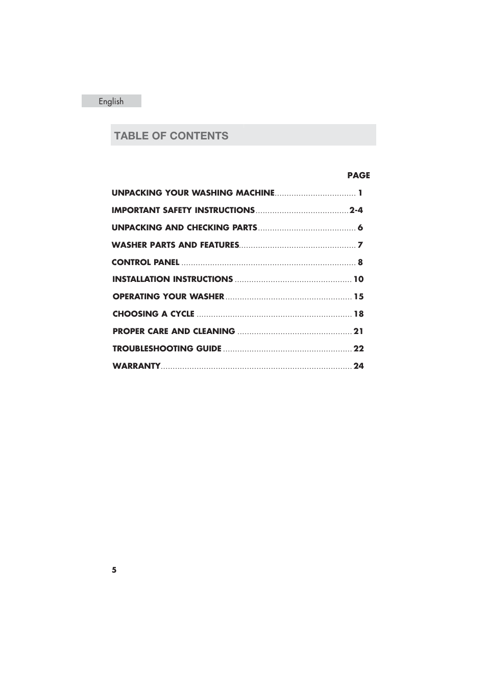 haier HLP21 User Manual | Page 6 / 82