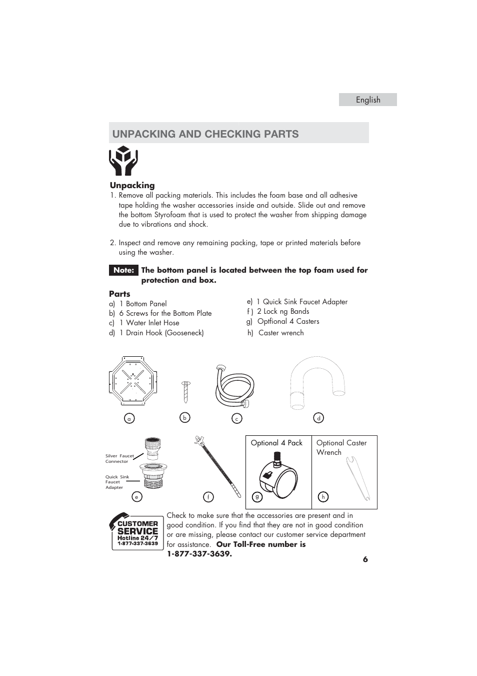Unpacking and checking parts | haier HLP21 User Manual | Page 7 / 82