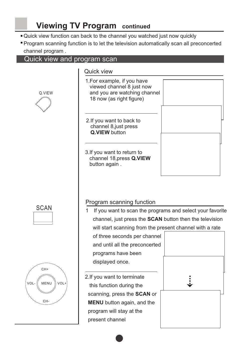Т³13, Viewing tv program, Quick view and program scan | Scan | haier L37A9-AKF User Manual | Page 13 / 47