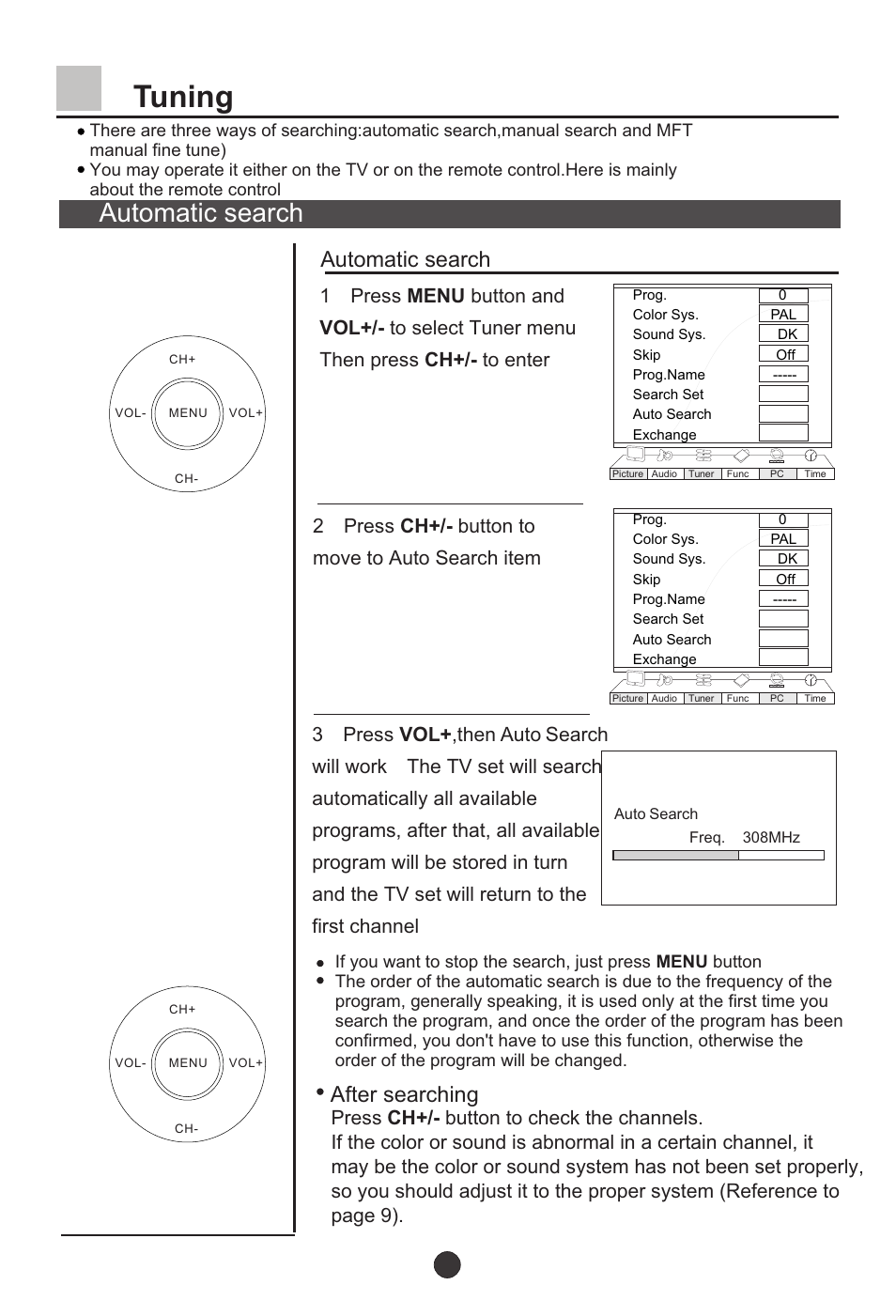 Т³14, Tuning, Automatic search | After searching | haier L37A9-AKF User Manual | Page 14 / 47