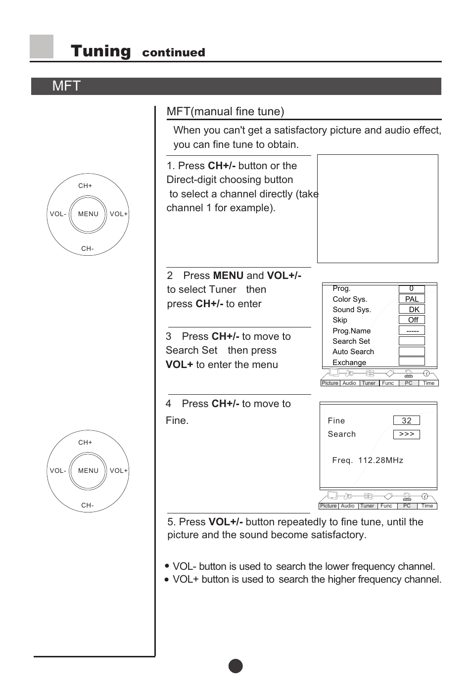 Т³16, Tuning, Continued | Mft(manual fine tune) | haier L37A9-AKF User Manual | Page 16 / 47