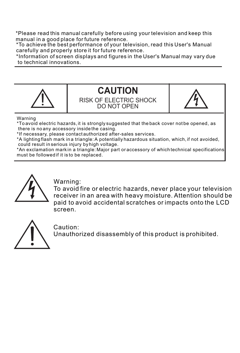 Caution | haier L37A9-AKF User Manual | Page 2 / 47