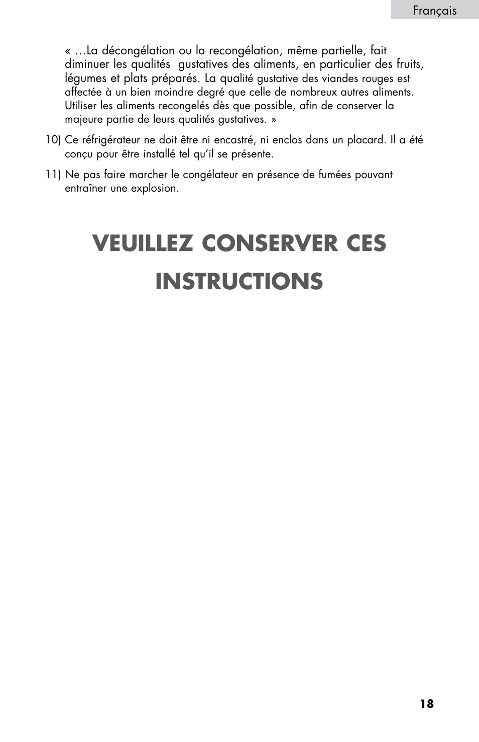Veuillez conserver ces instructions | haier ESRN025 User Manual | Page 19 / 52