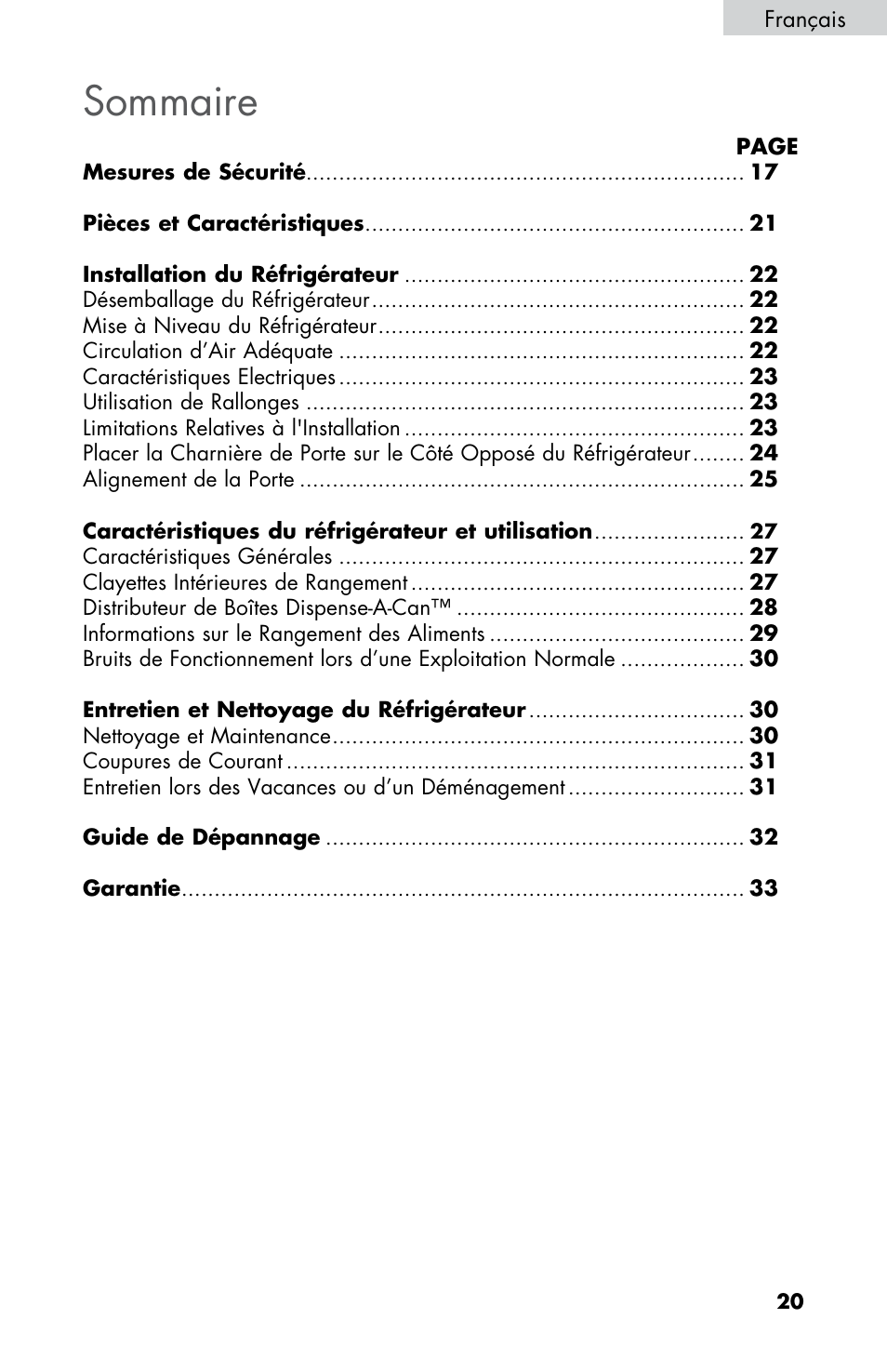 Sommaire | haier ESRN025 User Manual | Page 21 / 52
