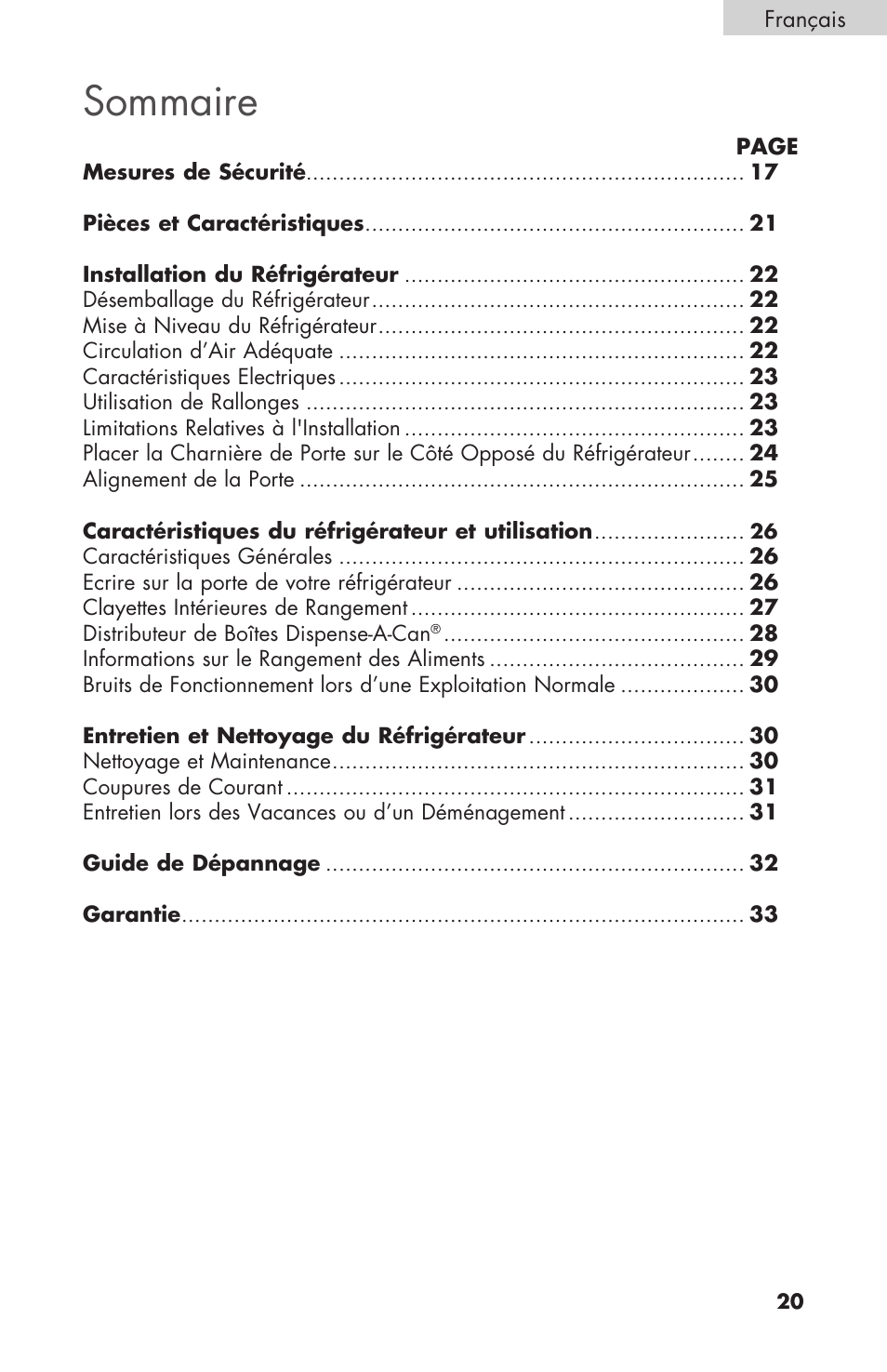 Sommaire | haier COMPACT HNSEW025 User Manual | Page 21 / 52