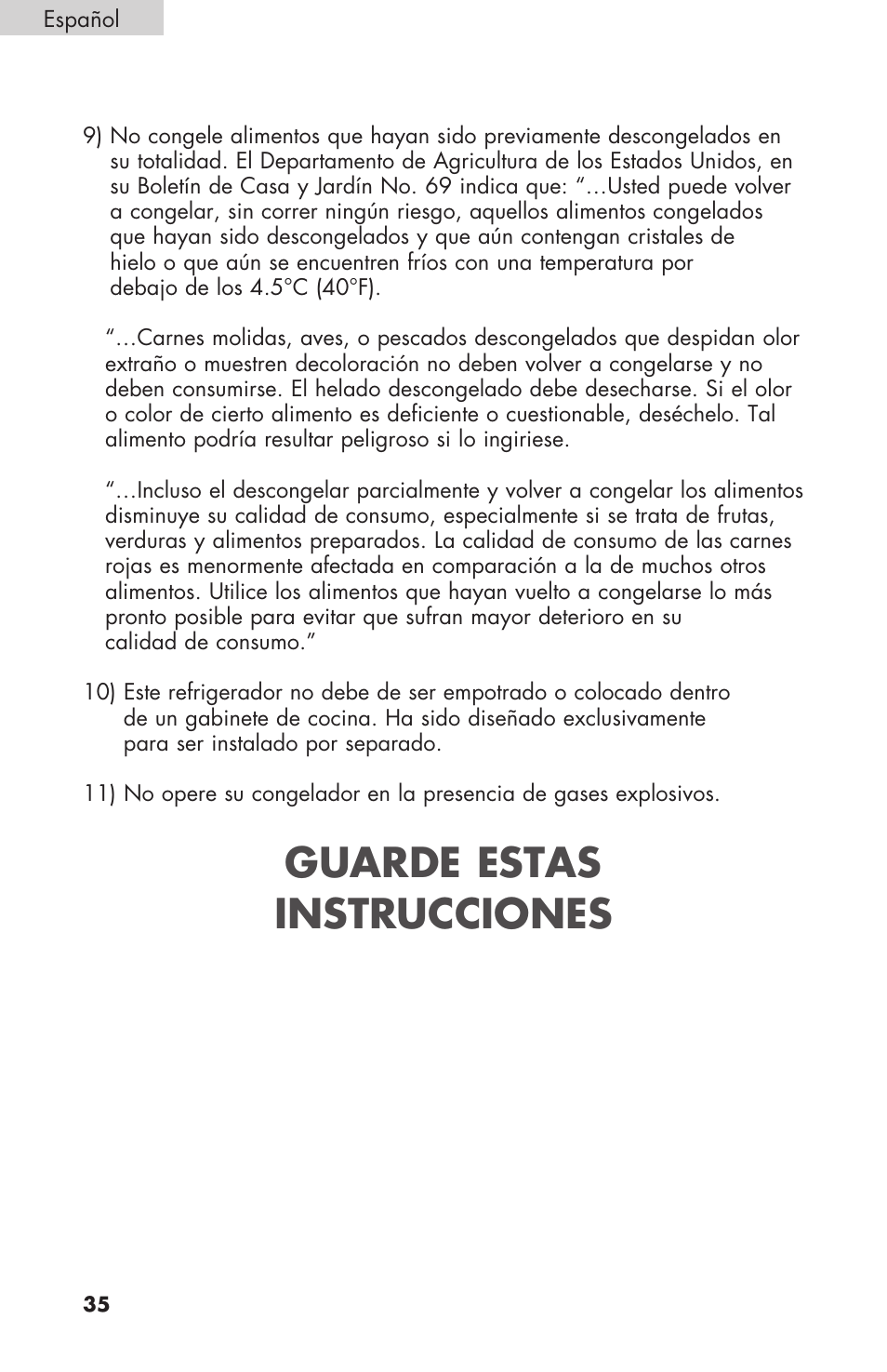 Guarde estas instrucciones | haier COMPACT HNSEW025 User Manual | Page 36 / 52