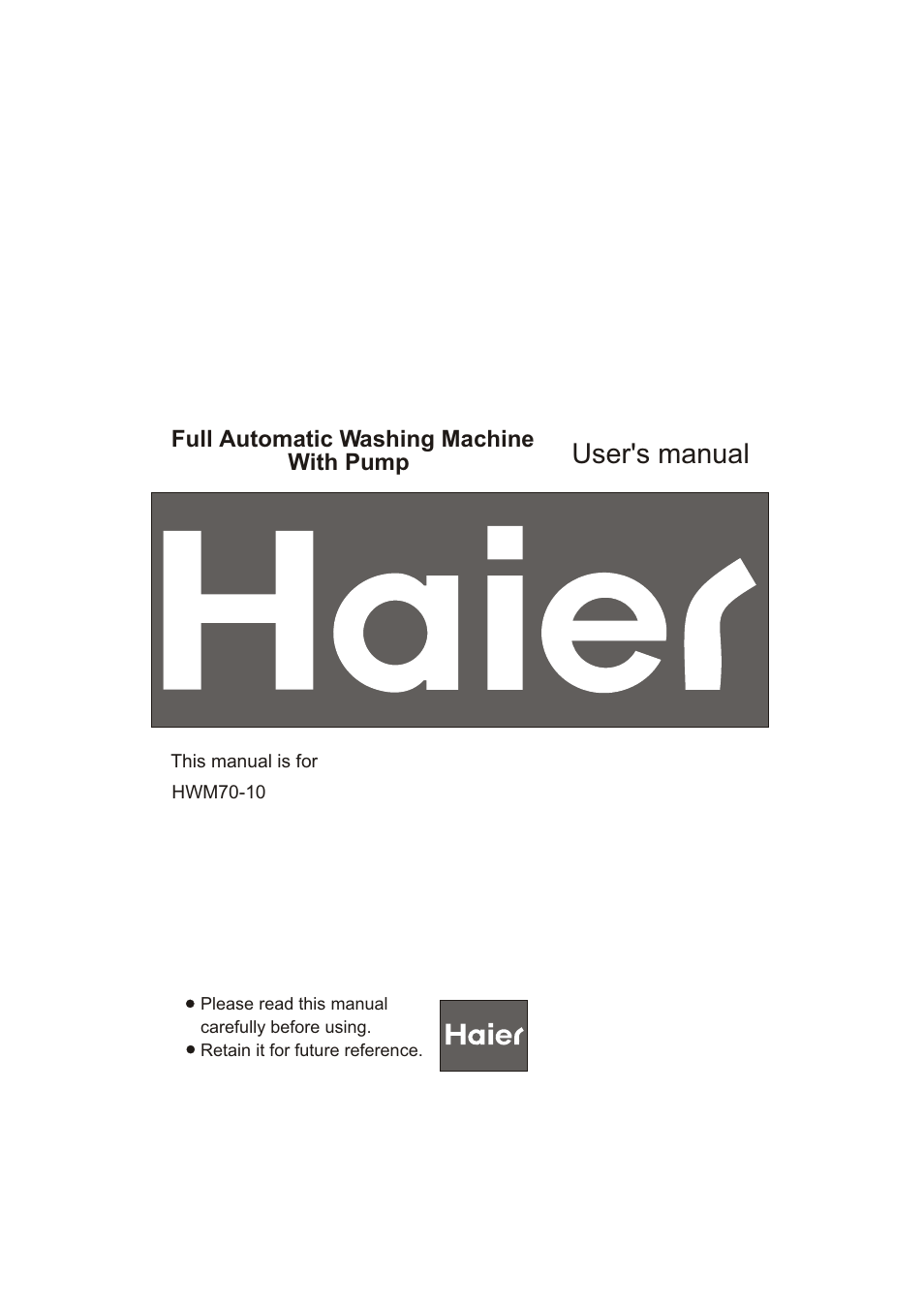 haier HWM70-10 User Manual | 20 pages