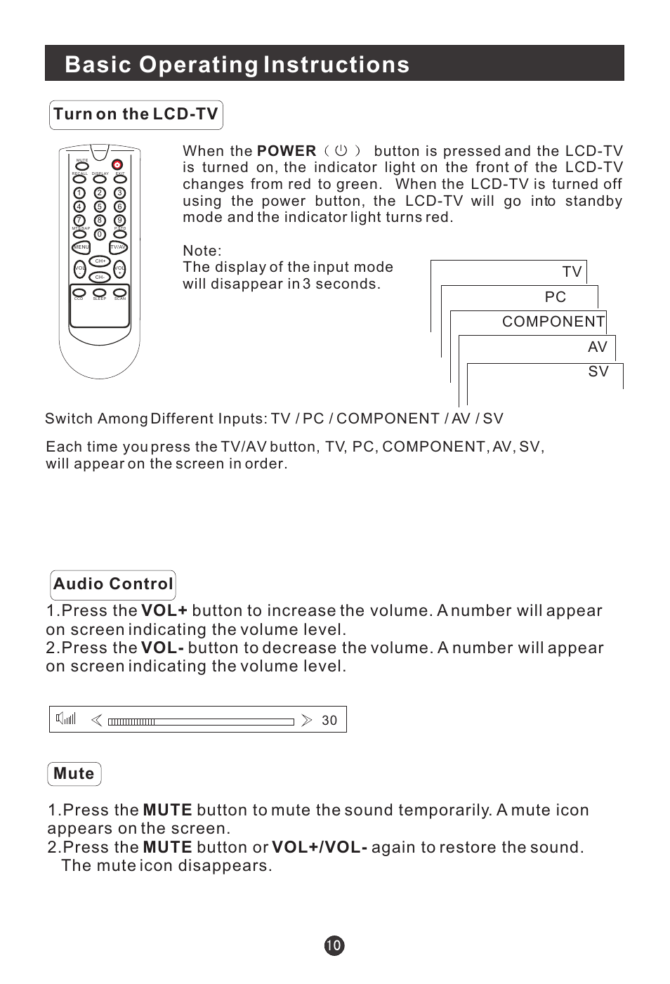 Basic operating instructions, Turn on the lcd-tv | haier 15HL25S User Manual | Page 14 / 29