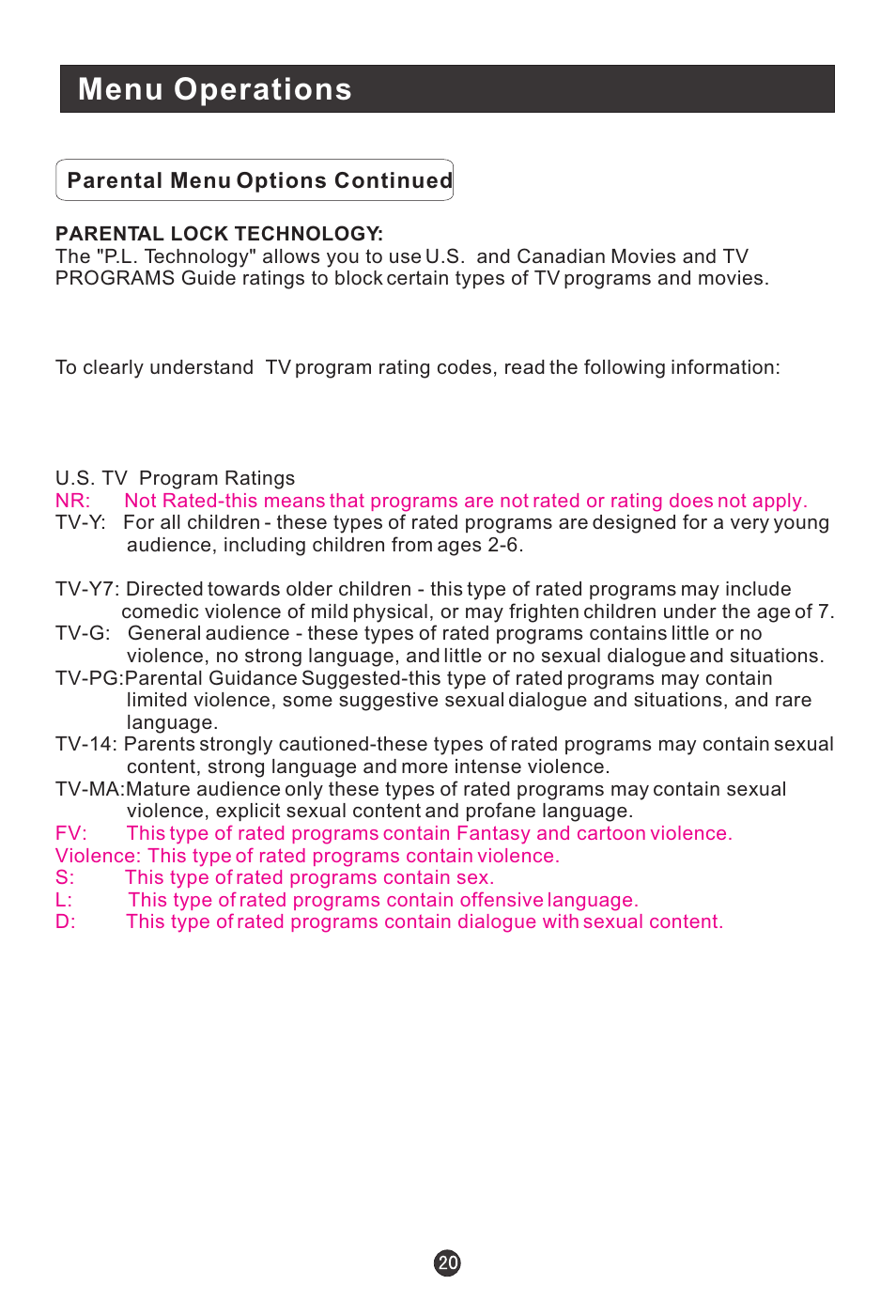 Menu operations | haier 15HL25S User Manual | Page 24 / 29