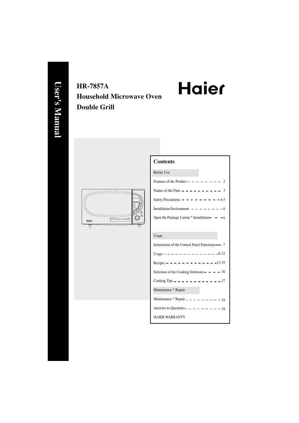 haier HR-7857A User Manual | 22 pages