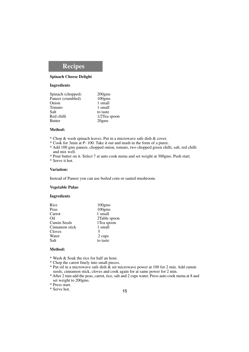 Recipes | haier HR-7857A User Manual | Page 16 / 22