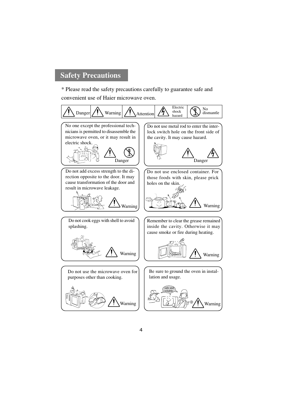 Safety precautions | haier HR-7857A User Manual | Page 5 / 22