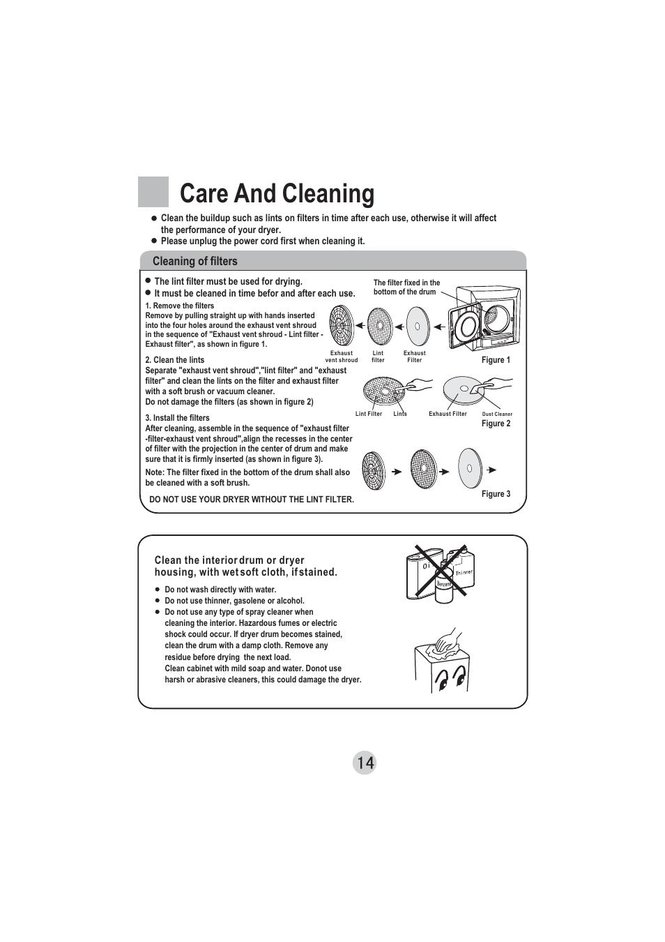 Care and cleaning, Cleaning of filters | haier hlp140e User Manual | Page 15 / 16