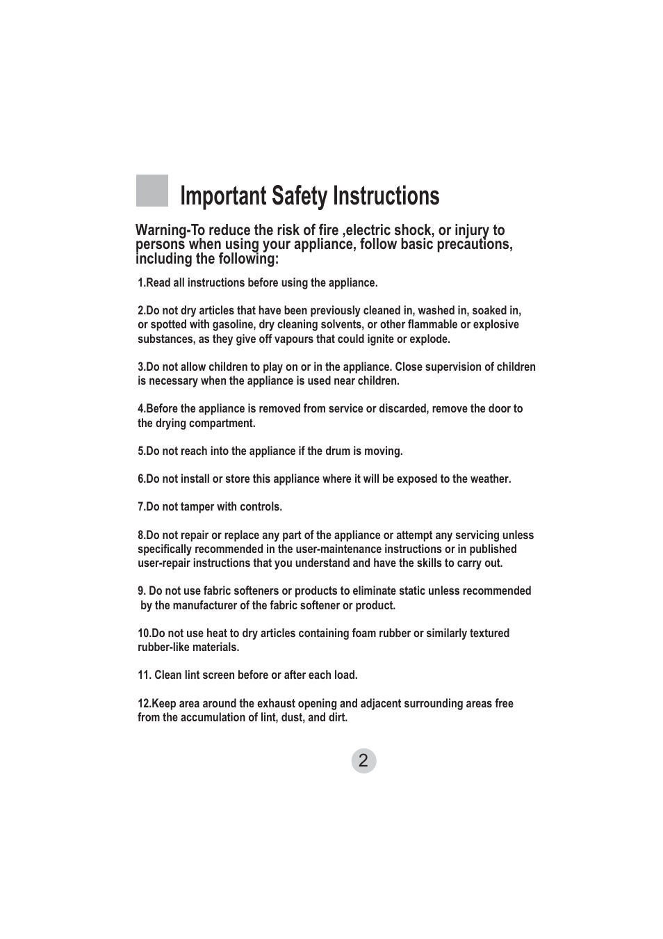 Important safety instructions | haier hlp140e User Manual | Page 3 / 16