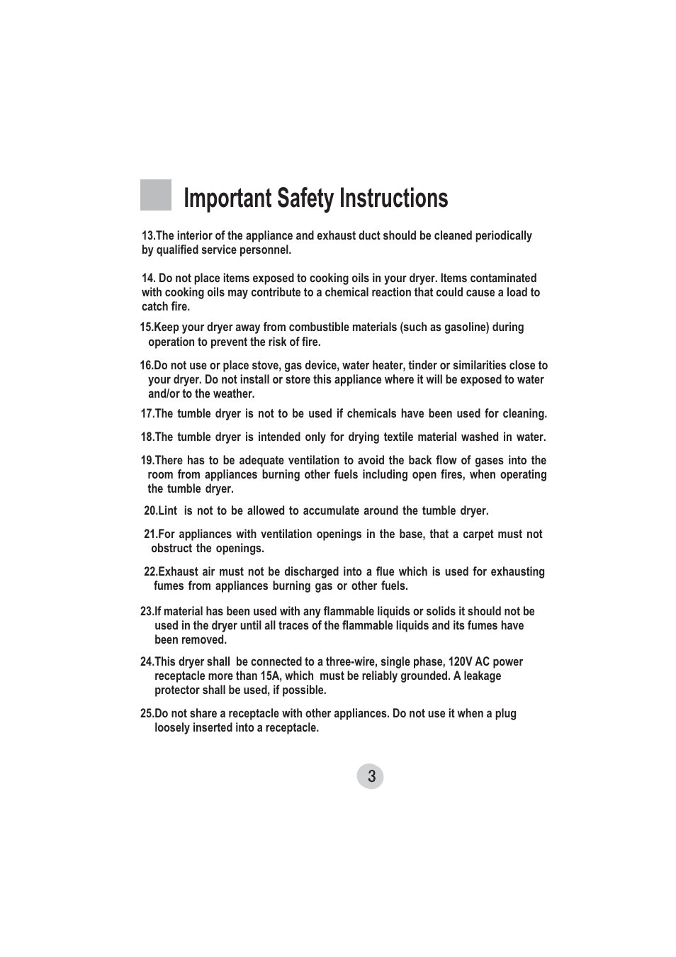 Important safety instructions | haier hlp140e User Manual | Page 4 / 16