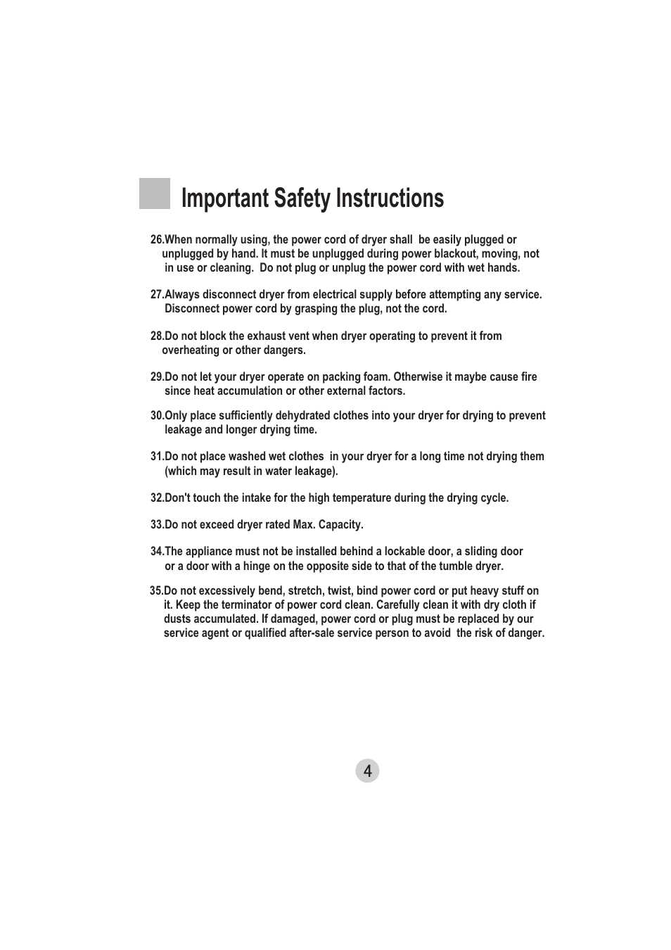 Important safety instructions | haier hlp140e User Manual | Page 5 / 16