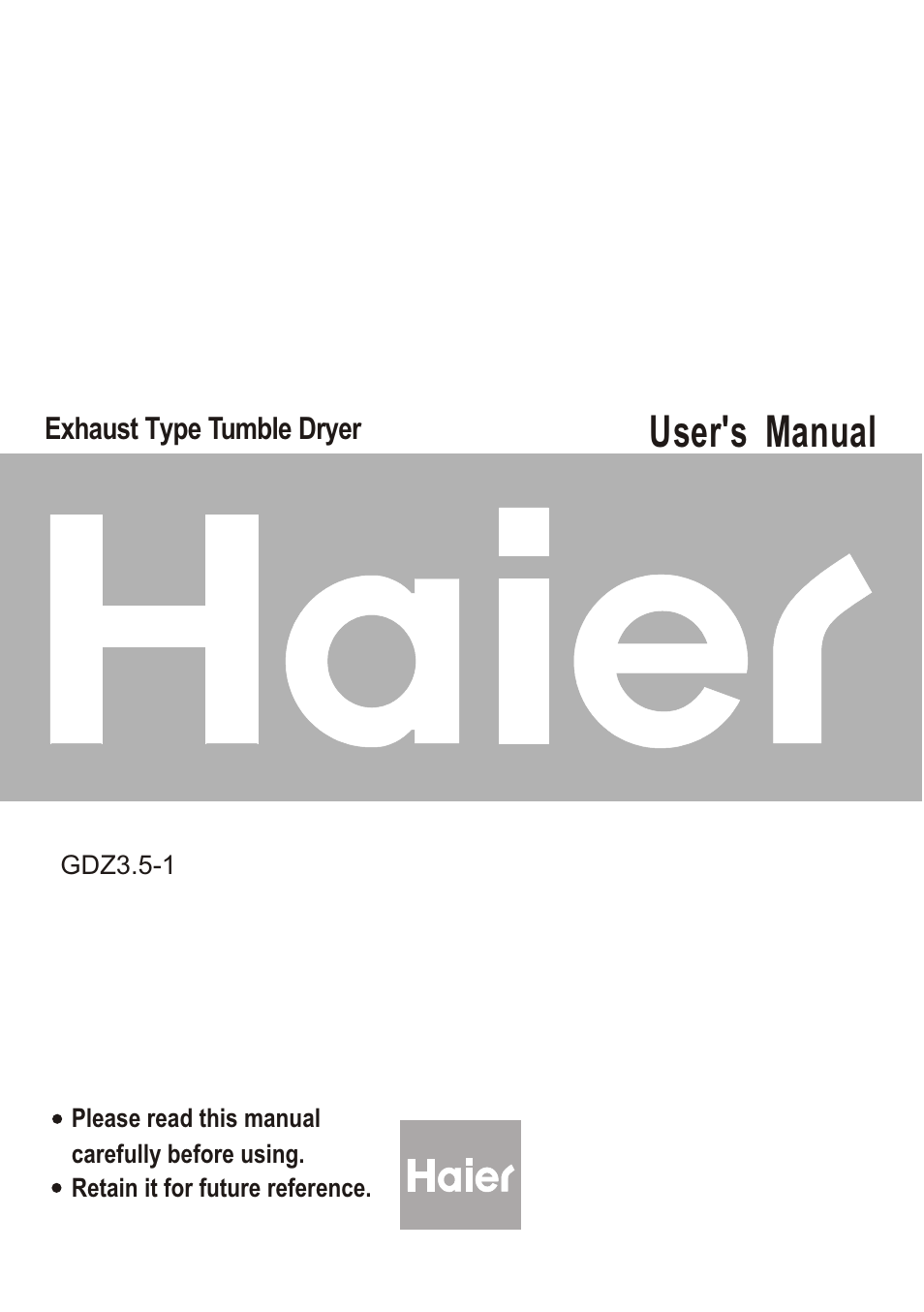 haier GDZ3.5-1 User Manual | 15 pages