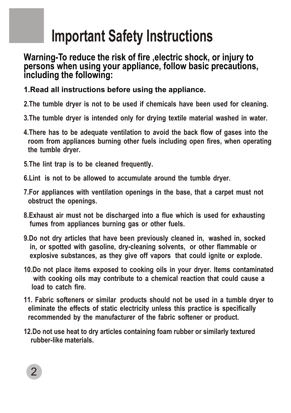 Т³гж 4, Important safety instructions | haier GDZ3.5-1 User Manual | Page 4 / 15